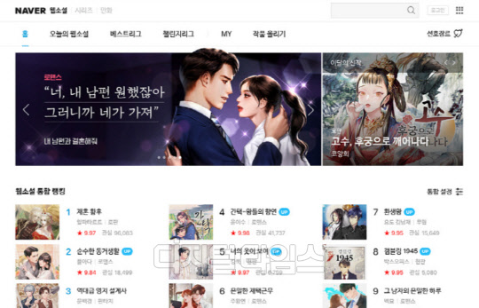 네이버 웹소설 홈페이지.    네이버 제공